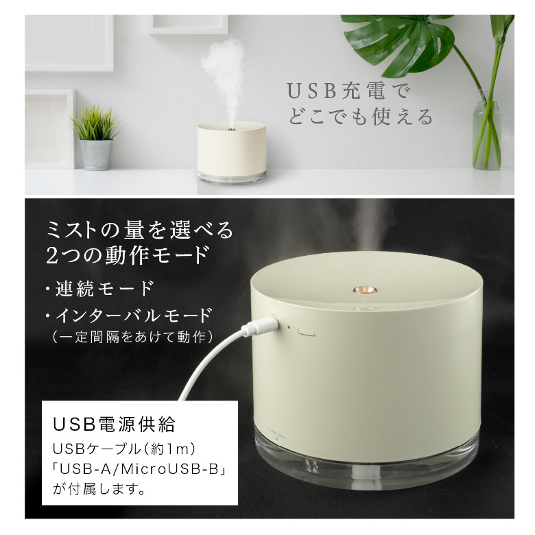 加湿器 超音波 卓上 持ち運び ポータブル 大容量 700ml GH-PHNA ミスト 