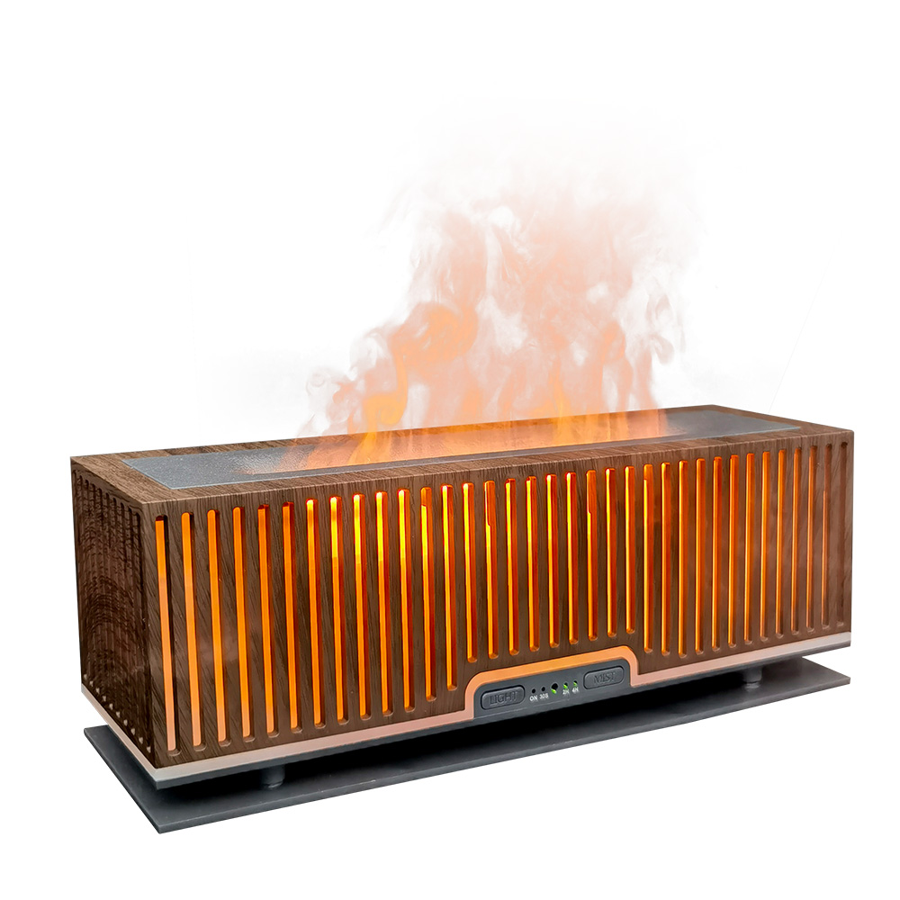 ウッドモダン加湿器 超音波式 ミスト ライトアップ 炎のようなゆらぎ